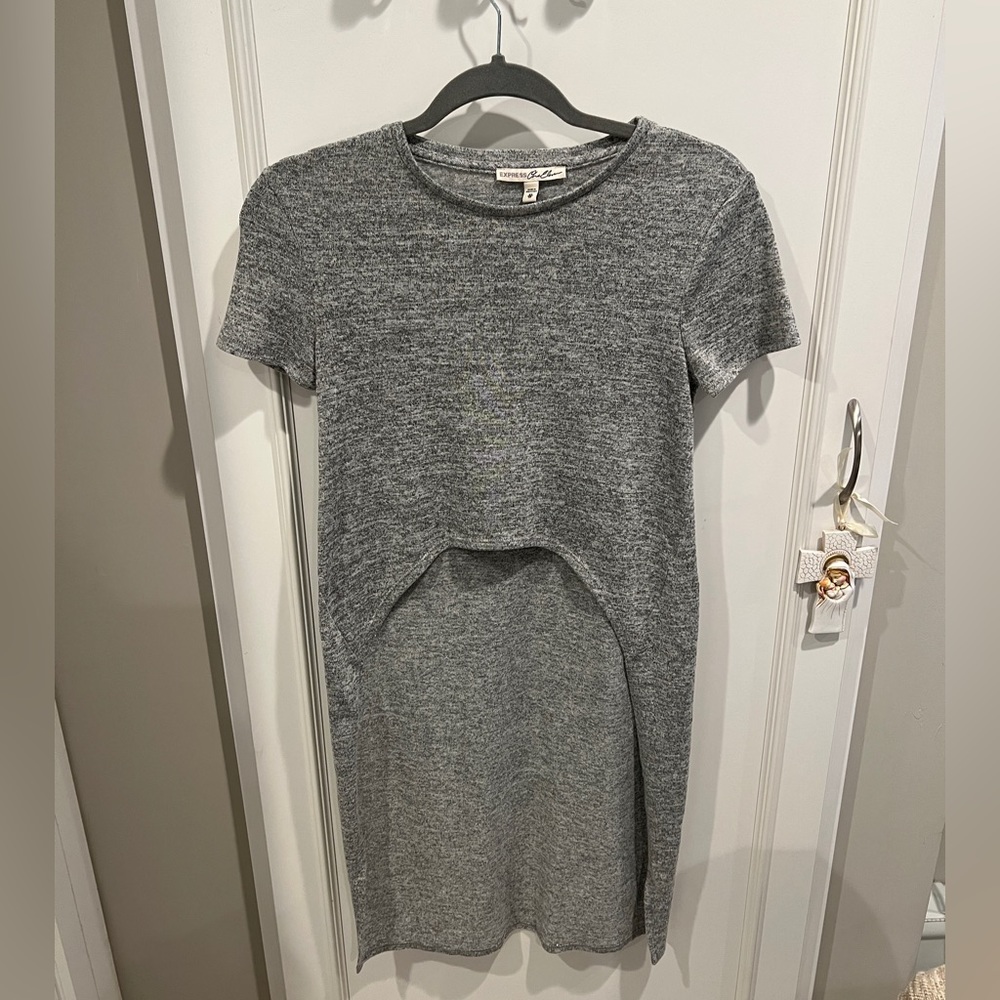 Express Gray high low short sleeved top